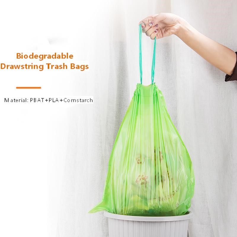 Biodegradable Drawstring Garbage Bags Disposable For Trash Can