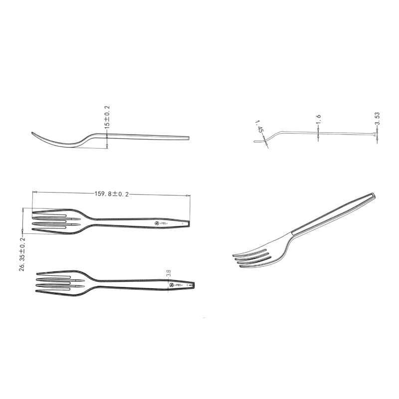 Compostable disposable plastic forks