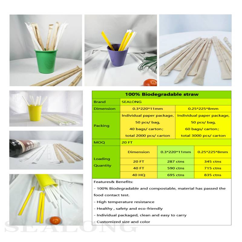 Compostable straw size details