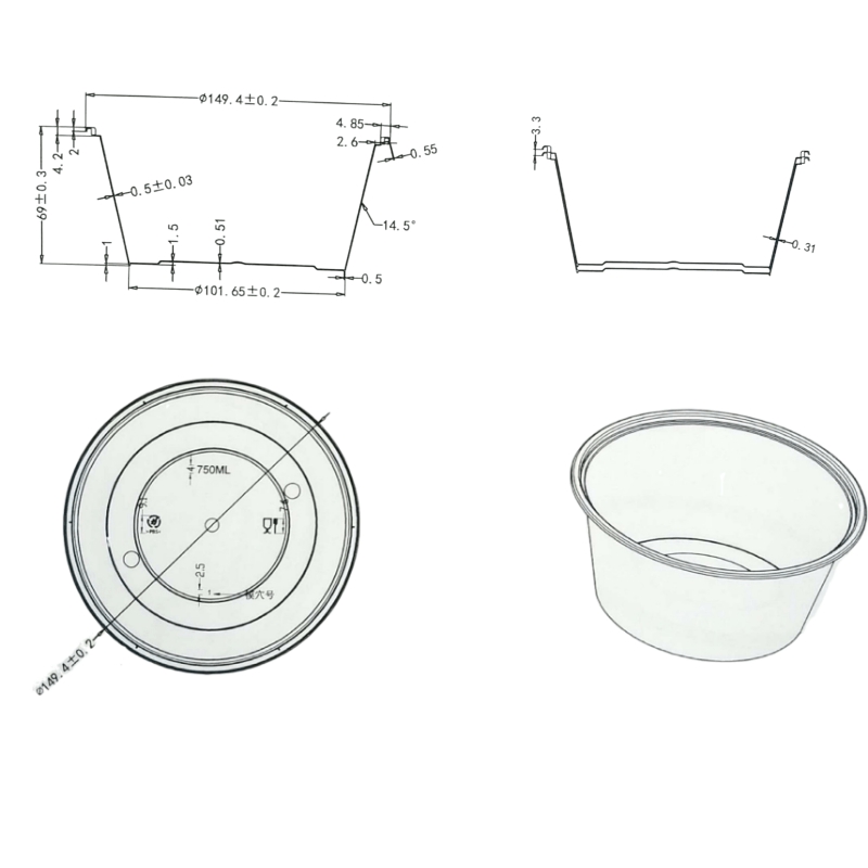 Disposable plastic bowl biodegradable